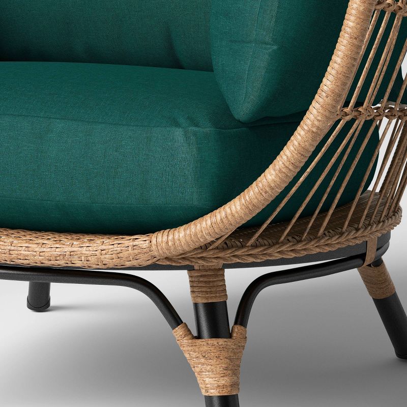 Southport Steel Outdoor Patio Chair, Egg Chairs Jade Cushions with Wicker &#38; Black Steel Frame - Threshold&#8482;, 6 of 8