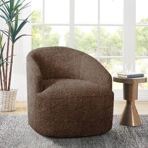 CAVINAS Polyester Barrel Swivel Accent Chair with Mid-Height Curved Back,Upholstered Swivel Living Room Chairs,Reading Chairs for Living Room - 1 of 4