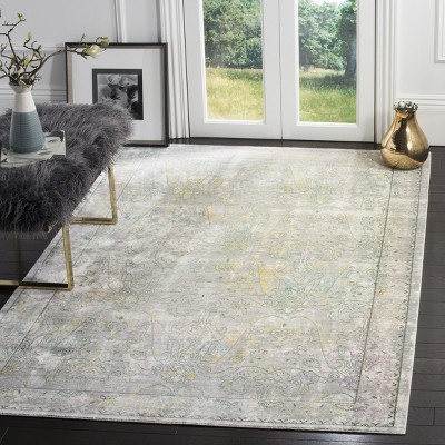 Grey and Multicolor Synthetic 6' x 9' Abstract Area Rug