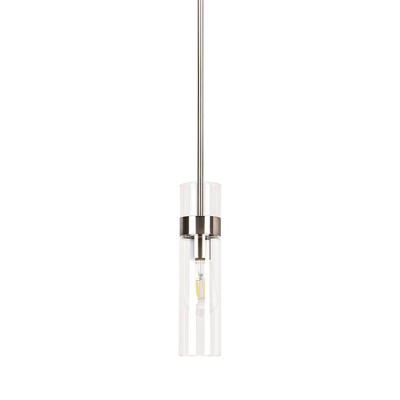 PAKOKULA 1-Light Silver Simple Mini Pendant Light with Clear Glass Shade