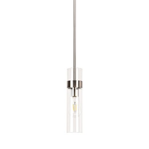 PAKOKULA 1-Light Silver Simple Mini Pendant Light with Clear Glass Shade - 1 of 4