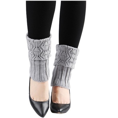 INSPIRE CHIC Women's Knitted Solid Color Warm Knee High Length Ribbed Leg Warmers