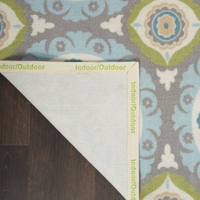 Blue Rectangular Flat Woven Synthetic Medallion Rug