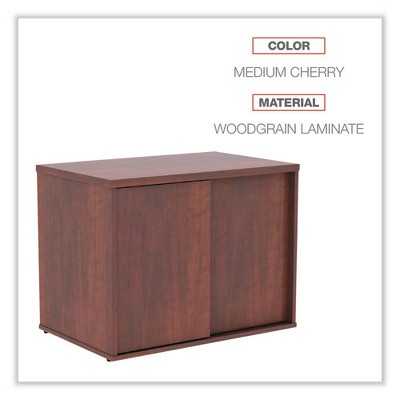 Cherry Woodgrain Office Storage Cabinet with Sliding Doors