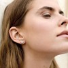 14K Gold Plated Sterling Silver Post Brilliant Round Faux Diamond Halo Earrings - Premium Cubic Zirconia in Rose, White, and Yellow Gold - 4 of 4