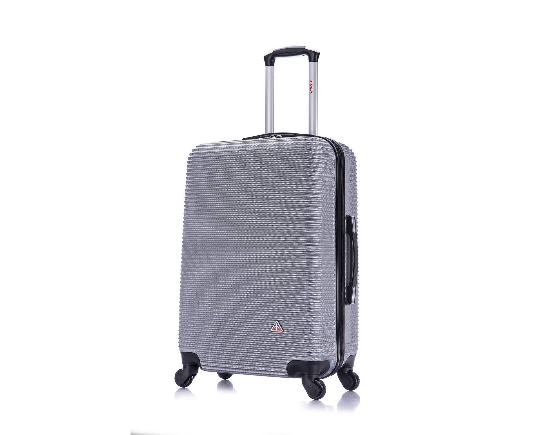 InUSA Medium Checked 24" Royal Lightweight Hardside Spinner Suitcase - Silver