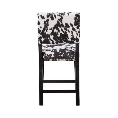 Clayton 24" Black Leather and Wood Swivel Counter Stool