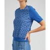 Women's Short Sleeve Lace Overlay Sweater - current air - 3 of 4