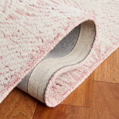 Handmade Pink and Ivory Wool Tufted Area Rug 3' x 5'