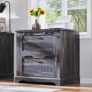 SinCiDo Farmhouse 2 Drawer File Cabinet, 30" Office Storage Cabinet w/Hanging Folders Holds A4 Letter Legal Files Size, Dark Rustic Oak - 1 of 4