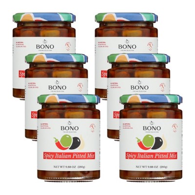 Bono Spicy Italian Pitted Olive Mix - Case of 6/9.88 oz