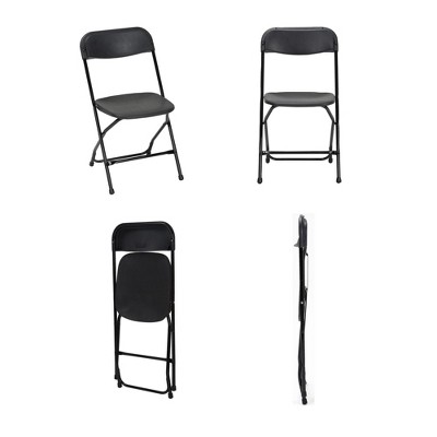 Black Heavy Duty Plastic Folding Chair with Steel Frame, 8 Pack
