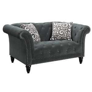 Twine Loveseat with Gray Scroll Pillows Slate - Picket House Furnishings, Grey