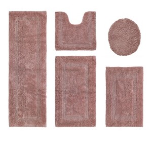 Lux Premium 100% Cotton Tufted Solid Reversible 5 PC Bath Rug Set – Ultra-Soft, Water-Absorbent, Durable, Machine Washable Bathroom Rug - 1 of 4