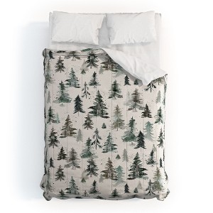 Ninola Design Winter Snow Trees Forest Neutral Comforter + Pillow Sham(s) - Deny Designs - 1 of 3