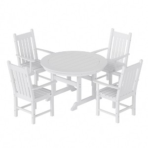 WestinTrends 5 Piece Outdoor Patio Dining Set Outdoor Round Table and Armchair Set - 1 of 2