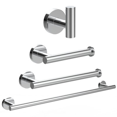 YAWWALK Round 4-Piece Bathroom Hardware Set with Towel Hook, Toilet Paper Holder, and Towel Bar