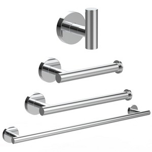 YAWWALK Round 4-Piece Bathroom Hardware Set with Towel Hook, Toilet Paper Holder, and Towel Bar - 1 of 4