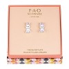 FAO Schwarz Silver Tone and White Enamel Bunny Front to Back Earrings - 2 of 3