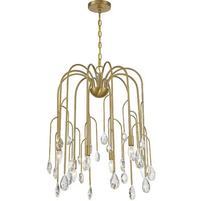 Noble Brass and Crystal 6-Light Candle Chandelier