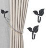 Unique Bargains Curtain Holdbacks Dual-Leaf Hooks Bronze 3.15"x2.95" 1 Pair - 2 of 4