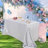 Wikineon Silver Satin Tablecloth: Party Tablecloth 2 Pack 57x120inch Rectangle Table Overlays for Holiday Wedding Baby Shower Ceremony - 2 of 4
