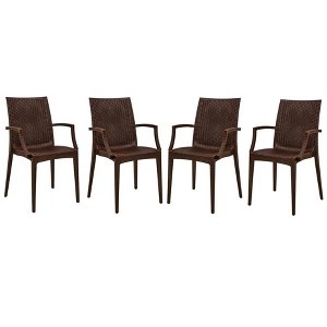 LeisureMod Mace Modern Dining Arm Chair Set of 4 for Indoor and Outdoor Use, Durable Design for Kitchen, Garden, Balcony, Lounge, Cafe, or Entryway - 1 of 4