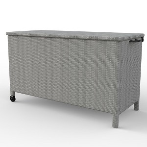 WhizMax 120 Gallon Large Deck Box, Built-In Handles Patio Storage Box for Storage With Wheels, Rattan Waterproof Outdoor Bins for Cushions - 1 of 4