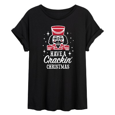 Women's - Instant Message - Crackin Christmas Oversized Graphic T-Shirt