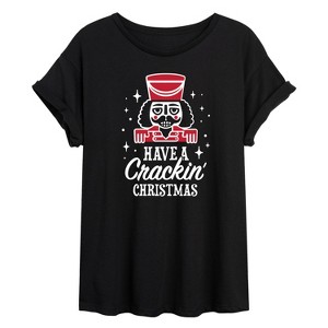 Women's - Instant Message - Crackin Christmas Oversized Graphic T-Shirt - 1 of 4