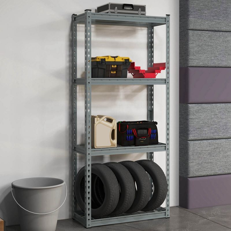 Costway 1/2/3/4 PCS 4-Tier Metal Shelving Unit Heavy Duty Wire Storage Rack with Anti-slip Foot Pads Grey, 4 of 11