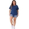 Agnes Orinda Women's Plus Size Short Flounce Sleeve Casual Summer Round Neck Blouses - 3 of 4