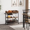 3 Tier The Home Grey Bar Cart with Wheels, Two Portable Trays, Wine Rack, Glasses Holder, Industrial Serving Cart - 4 of 4