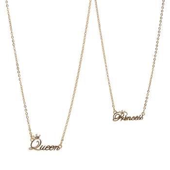FAO Schwarz Gold Tone Princess and Queen Mommy and Me Duo Necklace Set