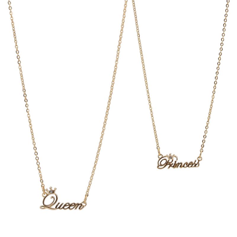 FAO Schwarz Gold Tone Princess and Queen Mommy and Me Duo Necklace Set, 1 of 3