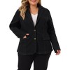 Agnes Orinda Women's Plus Size Denim Notched Lapel Color Block Stretch Blazers - image 2 of 4