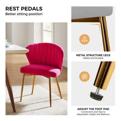 Fuchsia Velvet Upholstered Side Chair with Gold Metal Legs