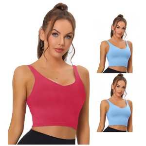 Allegra K Women's Workout Fitness Longline Wireless Padded Sports Bras 3 Packs - 1 of 4