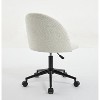 White Boucle office chair Desk Chair, Mid-Back Adjustable Swivel Computer Chair with Black Legs , Modern Upholstered Desk Chair with Wheels - 3 of 4