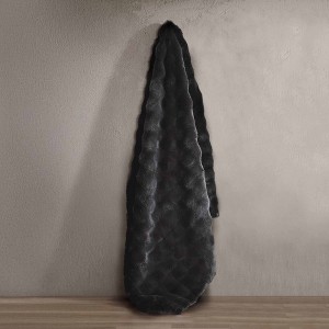 Riverbrook Home 50"x60" Wavy Faux Fur Throw Black - 1 of 3