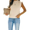 Womens Cap Sleeve Pullover Sweater Knit Tank Tops Crew Neck Sweater - 3 of 4