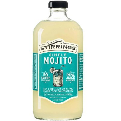 Stirrings Simple Mojito Cocktail Mix 750ml Bottles - Real Juice No Preservatives - 50 Calories - Drink Mixer