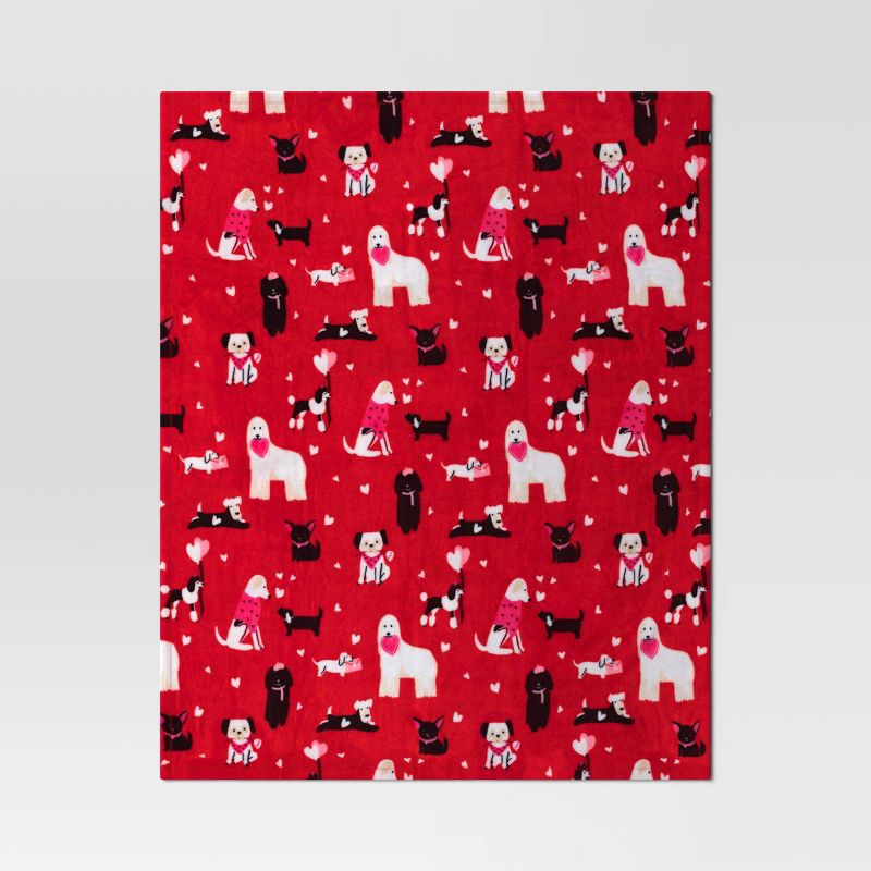 Dog Printed Plush Valentine&#39;s Day Throw Blanket Red - Room Essentials&#8482;, 4 of 8