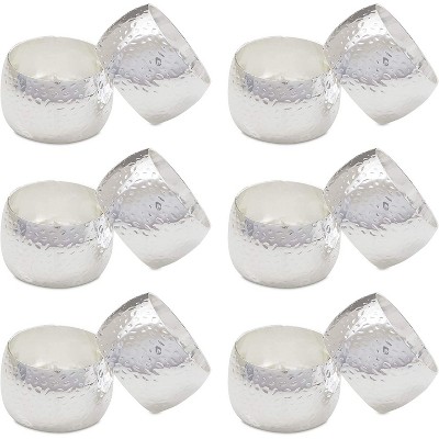 Silver Napkin Rings Holder Set of 12 for Dining Table Wedding Party Place Setting Decor 1.8"