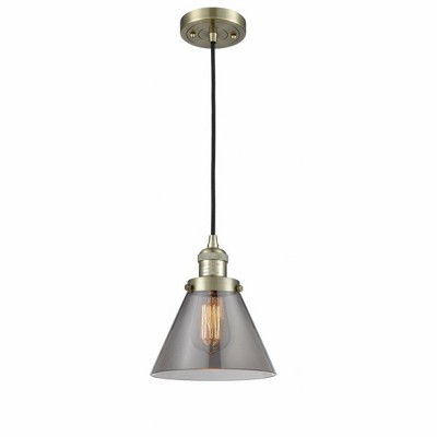 Cone - 1 Light Cord Hung Mini Pendant In Industrial Style-10 Inches Tall and 8 Inches Wide