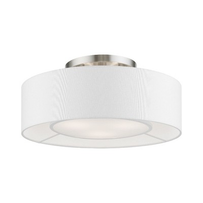 Livex Lighting Gilmore 3 - Light Semi-Flush Mount in  Brushed Nickel/Shiny White