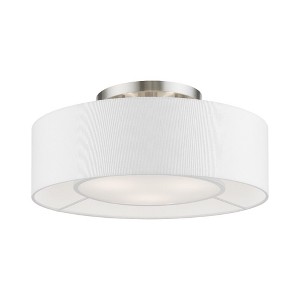Livex Lighting Gilmore 3 - Light Semi-Flush Mount in  Brushed Nickel/Shiny White - 1 of 3