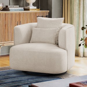 32.3" Wide Upholstered Swivel Accent Chair, 360° Swivel Accent Barrel Chairs, Comfy Club Reading Chairs for Adults for Living Room, Bedroom - 1 of 4