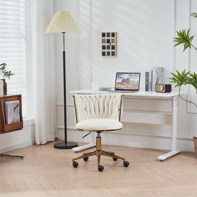 Office Desk Chair,Upholstered Home Office Desk Chairs With Swivel Wheels,Velvet Office Chair With Gold Legs Discount Office Chairs-The Pop Home