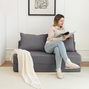 Foldable Sofa Bed Floor Couch with Backrest and Upholstery, Twin Sleeper Lounge Chair for Dorm, Guest Room, Office, Apartment-The Pop Home - 1 of 4